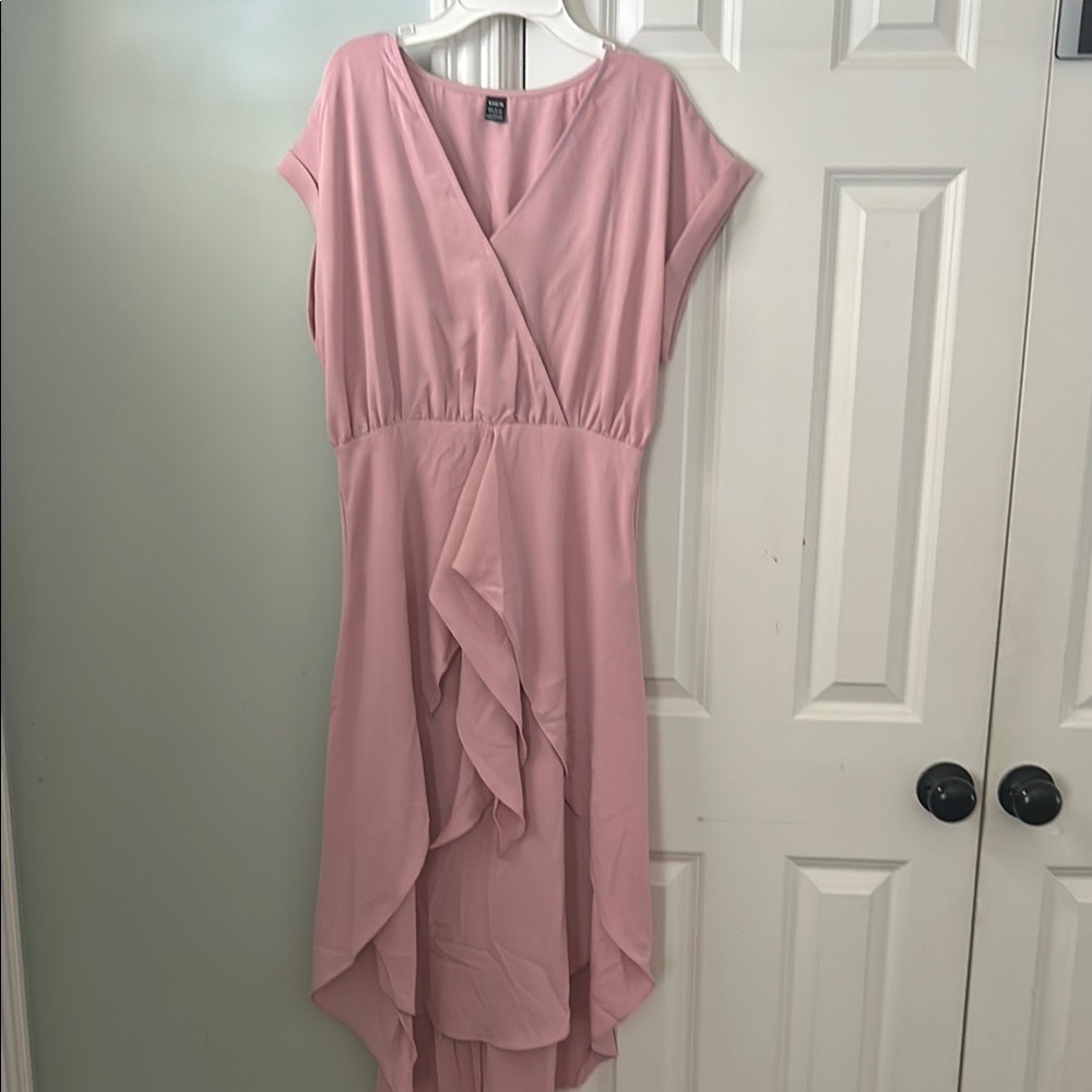 SHEIN Pink High-Low Wrap Sundress